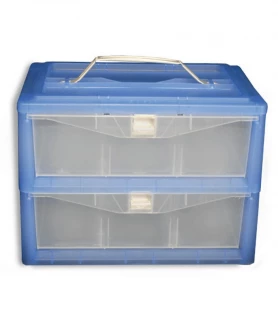 2 Drawer - 30 Cone storage box with handle & Dividers - Blue R-STORBOX