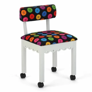 Arrow Sewing Chair with Button Fabric on White 8011