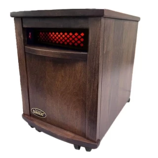 Original SUNHEAT Amish Hand Crafted Infrared Heater - Fireside Mocha Oak