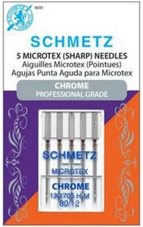 Schmetz 80/12 Chrome Microtex Needles-5 Pack