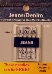 Klasse Denim Needles Size 110/18 - Buy 2 Get 1 FREE