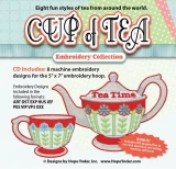 Cup of Tea Embroidery CD w/SVG - Designs by Hope Yoder