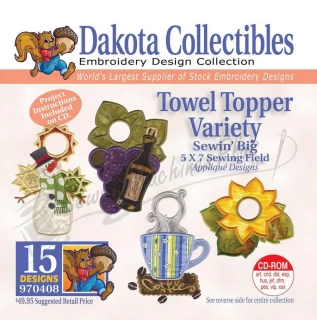 Dakota Collectibles Towel Topper Variety  Embroidery Designs - 970408