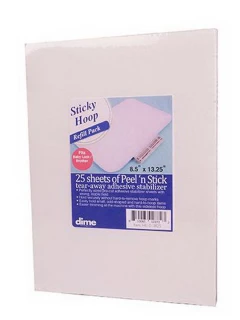 DIME Sticky Hoop Stabilizer Refill Pack for 6in x 10in hoops (25 Sheets of Peel N Stick Stabilizers 8.5" x 13.25")