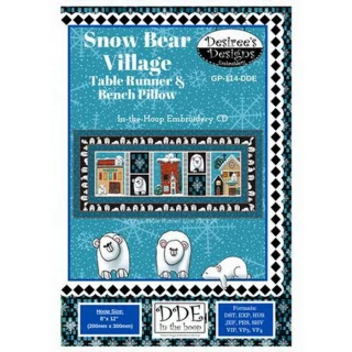 Snowbear Village Table Runner and Bench Pillow ITH