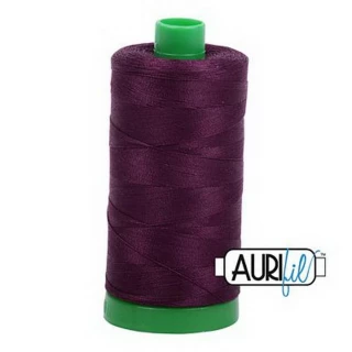 Aurifil Cotton Mako Thread 40wt 1000m Box of 6 VERY DK EGGPLANT