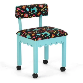 Arrow Wooden Sewing Chair - Blue - Black Notions Fabric 7019B