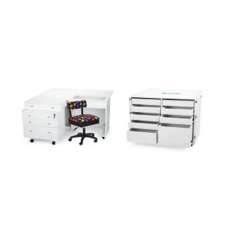 Kangaroo Sewing Furniture Studio Combo WHITE Kangaroo & Joey and Dingo II Sewing Cabinets (KS-WHT)