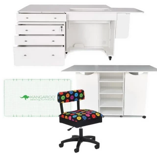 Kangaroo Sewing Furniture Kookaburra, Kangaroo and Joey II Bundle Cabinet Set (Ash White)